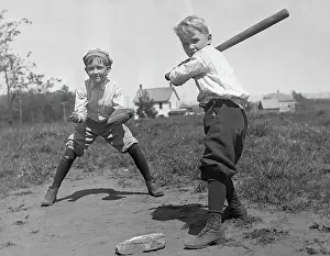 Catcher Prints: Two Boys Playing Baseball