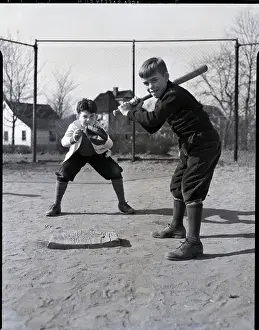 Catching Prints: Two Boys Playing Baseball