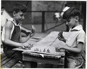 Cookie Prints: Boys Playing Game and Eating Cookies