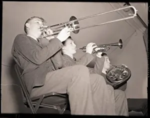 Trombone Prints: Boys Playing in High School Orchestra