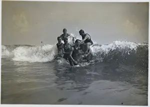 Maine Prints: Boys Playing in the Waves
