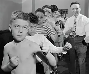 Teenage Boy Prints: Boys Practicing Punches as Coach Watches