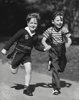 Two boys running