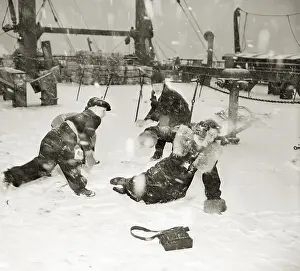 Playing Prints: Boys Throwing Snowballs at Mother