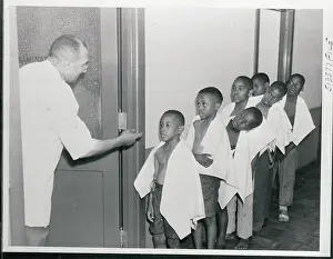 Boys Waiting for Physical Examination