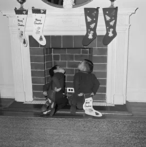 Flushing Prints: Boys Watch for Santa Through Chimney