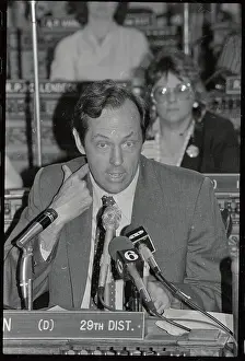 Trenton Prints: Bill Bradley Sitting at Microphones