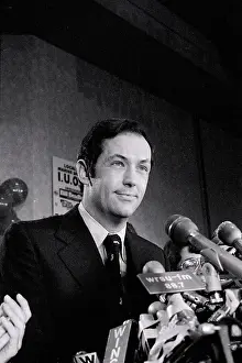 Bill Bradley Standing at Microphones