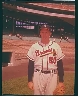 Braves Pitcher Don McMahon Posing in Uniform at Stadium