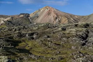 Images Dated 9th September 2011: Brennisteinsalda volcano, rhyolite mountains and Laugahraun lava fields, Landmannalaugar