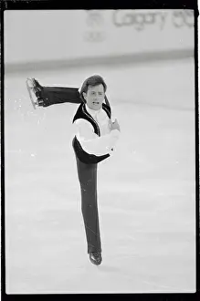 Calgary Prints: Brian Boitano Performing an Extended Leg Formation During Skating Program