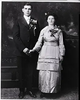 Groom Prints: Bride And Groom Holding Hands; Ca. 1890