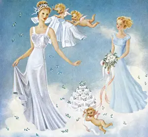 Nightie Prints: Bride Wearing Peignoir Set