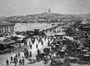 Crowds Of People Prints: Bridge in Constantinople, Istanbul