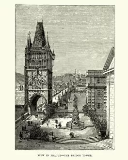 Prague Gallery: Bridge Tower, Prague, 19th Century