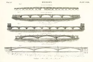 Tower Bridge London Gallery: Bridges engraving 1877