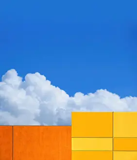 Bright Orange Wall and Clouds