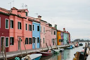Brightly painted homes on the island of Burano, Italy