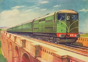 Public Transport Prints: Brighton Belle, the S.R.'s Electric Locomotive, over Ouse Viaduct, 1940