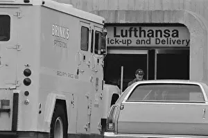 Lufthansa Prints: Brink's Delivery Truck Waiting Outside Lufthansa Cargo Terminal