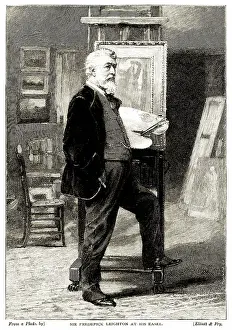 British 19th century artist Sir Frederic Leighton at his easel
