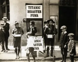 Boy Scouts Prints: British Boy Scouts Raising Money for Titanic Victims, ca. 1912