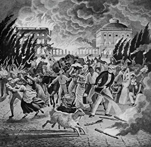 Wash Drawing Prints: British Burning the White House