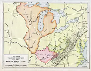 Prints of Color coded map detailing the western British crown colonies of Charlotiana, Transylvania, and Vandalia, proposed at the end of the Seven Years War, 1763 - 1775 Discover the World in Maps: Past, Present, and Beyond: British Colonies After Seven Years War