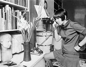 British Designer Mary Quant Talking on Telephone