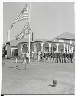 British and US Flags Hoisted at Opening of Golf Tournament in NBC