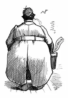 Images Dated 22nd October 2018: British London satire caricatures comics cartoon illustrations: Fat man back