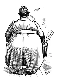 Images Dated 22nd October 2018: British London satire caricatures comics cartoon illustrations: Fat man back