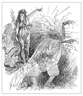 Images Dated 22nd October 2018: British London satire caricatures comics cartoon illustrations: Influenza demon
