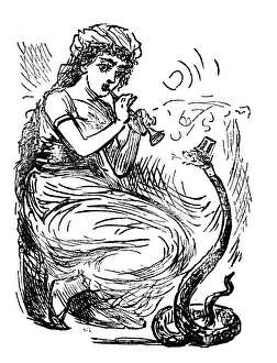 Images Dated 22nd October 2018: British London satire caricatures comics cartoon illustrations: snake charmer