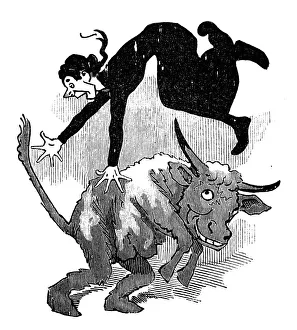 Images Dated 22nd October 2018: British London satire caricatures comics cartoon illustrations: Bull attack