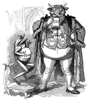 Images Dated 22nd October 2018: British London satire caricatures comics cartoon illustrations: Frog and bull