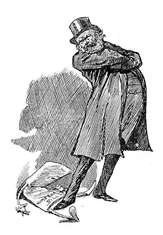 British London Satire Caricatures Comics Cartoon Illustration Prints: British London satire caricatures comics cartoon illustrations: Angry man