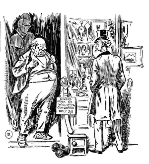 British London Satire Caricatures Comics Cartoon Illustration Prints: British London satire caricatures comics cartoon illustrations: Antiques shop