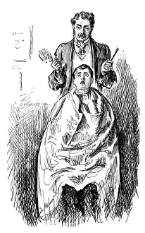 British London satire caricatures comics cartoon illustrations: Barber