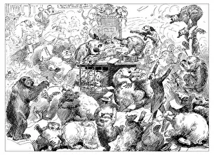 British London Satire Caricatures Comics Cartoon Illustration Prints: British London satire caricatures comics cartoon illustrations: Bear Parliament