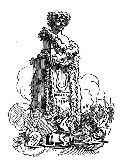 British London satire caricatures comics cartoon illustrations: Bellman statue