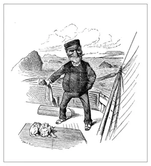 British London satire caricatures comics cartoon illustrations: Boat captain
