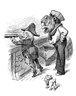 British London Satire Caricatures Comics Cartoon Illustration Prints: British London satire caricatures comics cartoon illustrations: Boat captain with