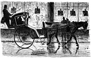 Raining Prints: British London satire caricatures comics cartoon illustrations: Carriage at night