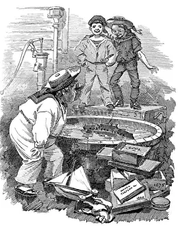 British London Satire Caricatures Comics Cartoon Illustration Prints: British London satire caricatures comics cartoon illustrations: Children playing