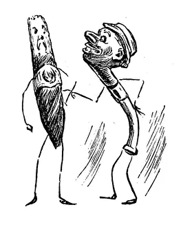 British London Satire Caricatures Comics Cartoon Illustration Prints: British London satire caricatures comics cartoon illustrations: Cigar and pipe