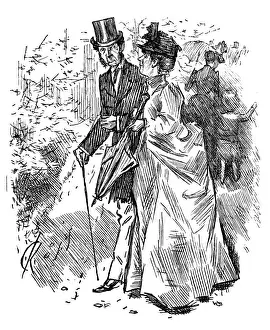 British London satire caricatures comics cartoon illustrations: Couple outdoor