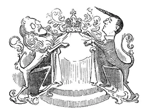 British London Satire Caricatures Comics Cartoon Illustration Prints: British London satire caricatures comics cartoon illustrations: Crown