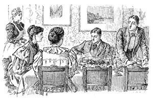 British London Satire Caricatures Comics Cartoon Illustration Prints: British London satire caricatures comics cartoon illustrations: dining