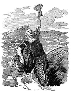 British London Satire Caricatures Comics Cartoon Illustration Prints: British London satire caricatures comics cartoon illustrations: Diver